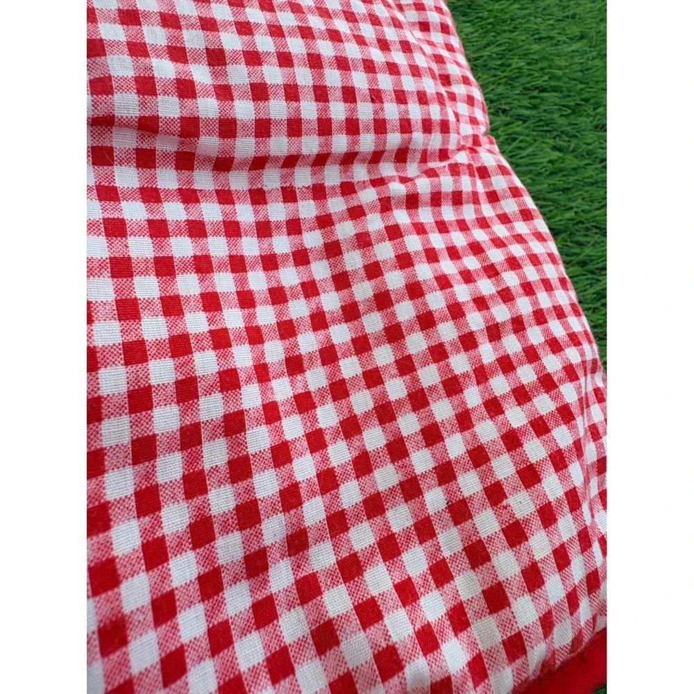 Vintage Hot‎ Mitt King Santa Mrs Claus Christmas Oven Mitt Set Red Gingham Retro